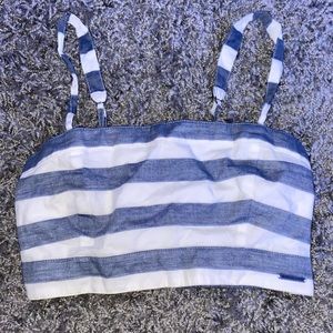 Blue and white striped crop top